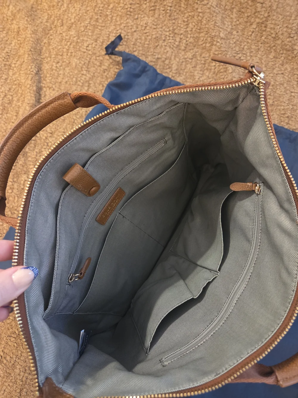 Cole Haan Grand Series Tan Pebbled Leather Convertible Backpack Tote